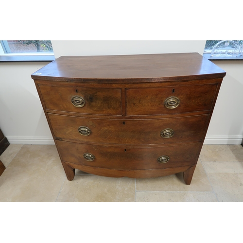 601 - A 19th century mahogany bow fronted chest of drawers, 102cm wide x 92cm high