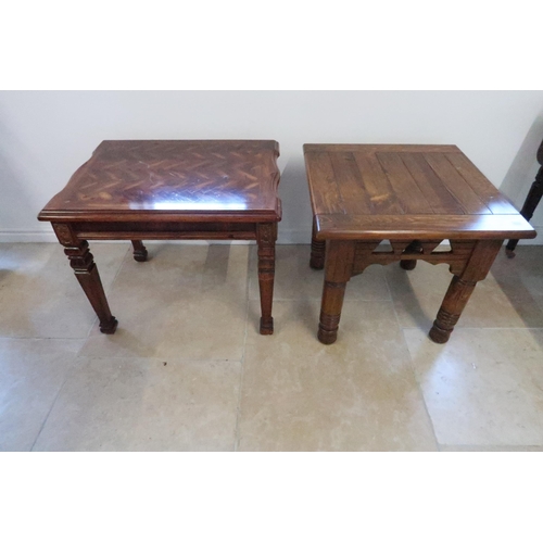 688 - Two modern hardwood side tables