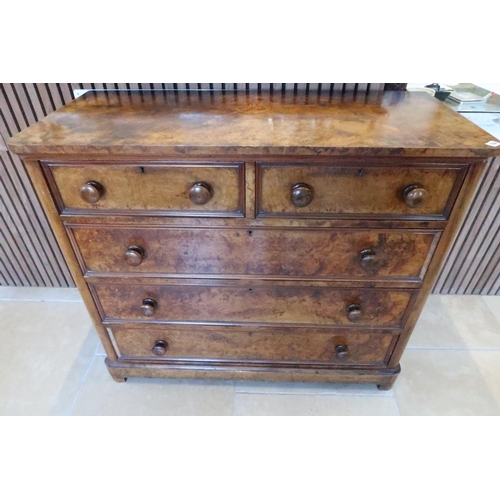 704 - A 19th century flame mahogany chest of drawers needing light restoration - Width 112cm x Height 96cm