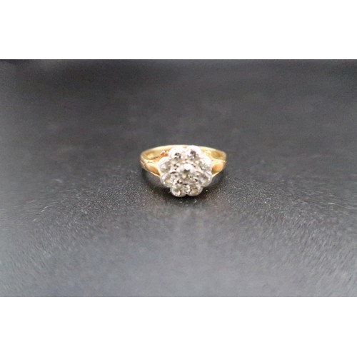 61 - An 18ct yellow gold hallmarked diamond cluster ring size L - weight approx 2.9 grams