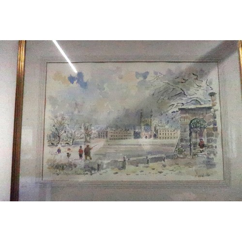 576 - Two watercolours of Cambridge - Derek Abel 1990 - 35cm x 55cm