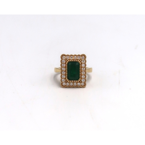 227 - A 18ct Yellow gold 2.28ct emerald ring surrounded by 24 Round brilliant cut diamonds 0.51ct GH VS2SI... 