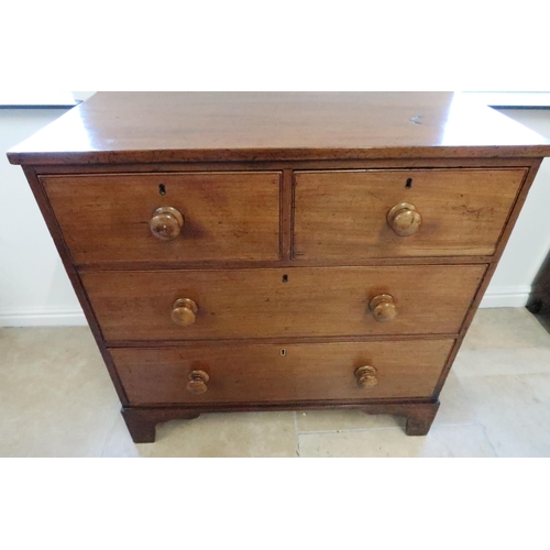 666 - A 19th century mahogany chest of two over three drawers, raised on bracket feet, 93cm x 49cm x 93cm ... 