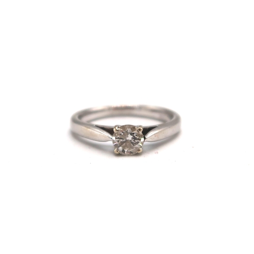 116 - An 18ct white gold and diamond single stone ring - diamond approx 0.4ct - ring size K - weight appro... 