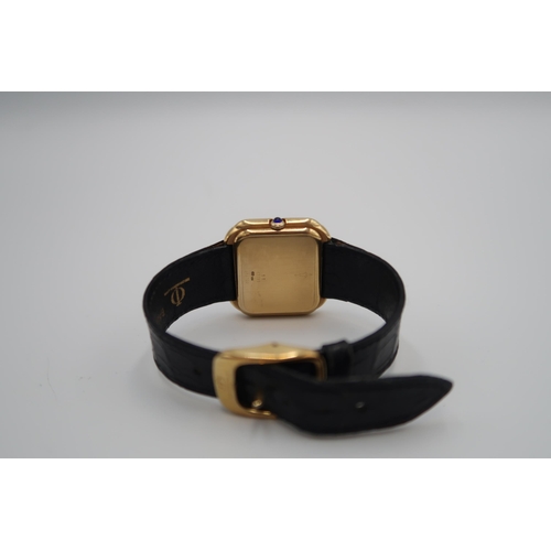 272 - A Baume & Mercier 18ct yellow gold wristwatch on black Baume & Mercier leather strap with sapphire s... 