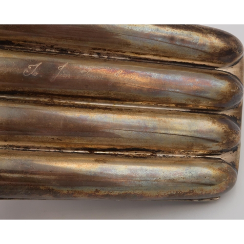 331 - A Victorian four part silver cigar case, with silver gilt interior, John Edward Wilmot, Birmingham 1... 