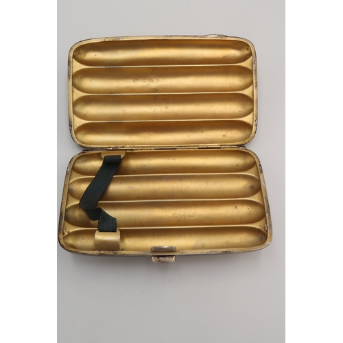 331 - A Victorian four part silver cigar case, with silver gilt interior, John Edward Wilmot, Birmingham 1... 