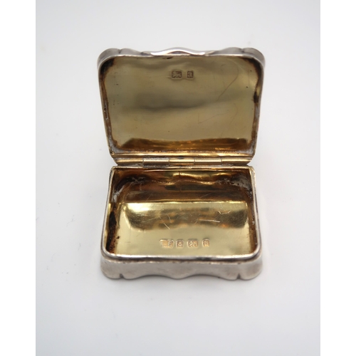 335 - A H.M. Silver and gilt lined pill box, Birmingham 1900, 1.59 Troy Oz monogrammed to top with foliate... 