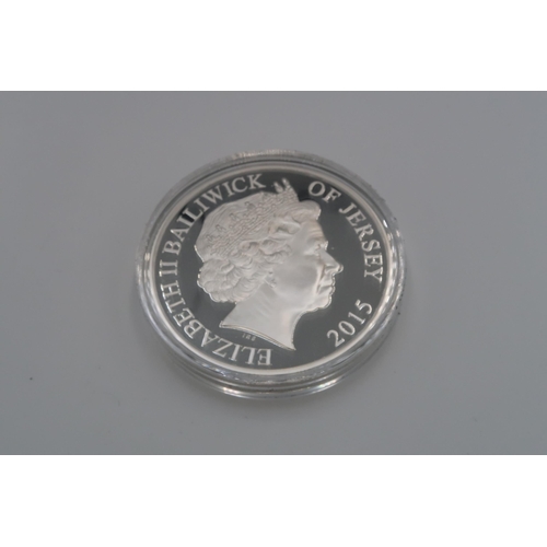 375 - A Stirling silver Jersey 'Longest Reigning Monarch' 5toz proof £10 coin, 1952-2015, complete with ce... 