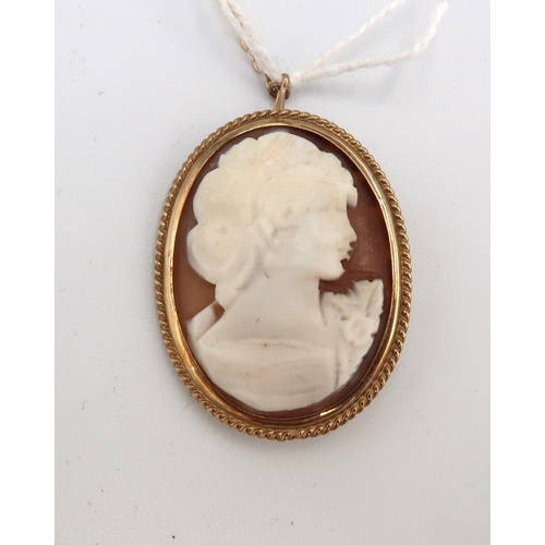 86 - An oval cameo panel within a 9ct gold frame. Length 33mm. Weight 5.27 grams. Brooch fitting missing.