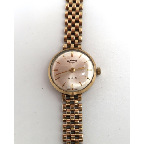 292 - A 9ct gold cased, lady's Rotary cocktail watch with integral 9ct gold gate-link bracelet strap, tota... 