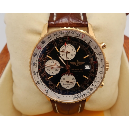 251 - An 18ct gold Breitling Navitimer Fighters wristwatch - case ref 39960 model number H1333010/B526 - i... 