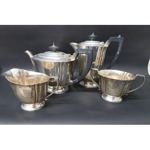 326 - A matching hallmarked silver teapot, coffee pot, jug and sugar bowl, total weight approx 52 troy oz