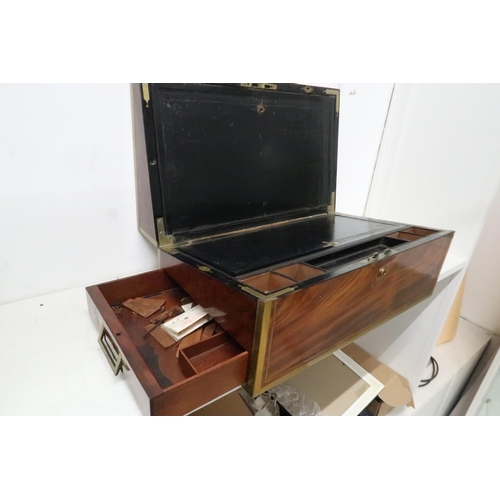 621 - A good quality 19th century mahogany and brass bound fitted box with a J. Bramah lock with a key and... 