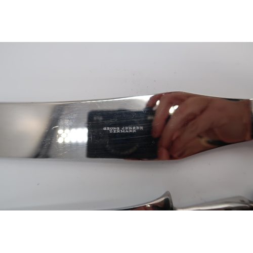 326 - Danish silver 'Acorn' pattern carving set, all stamped Georg Jensen, Sterling Denmark, 20th century,... 