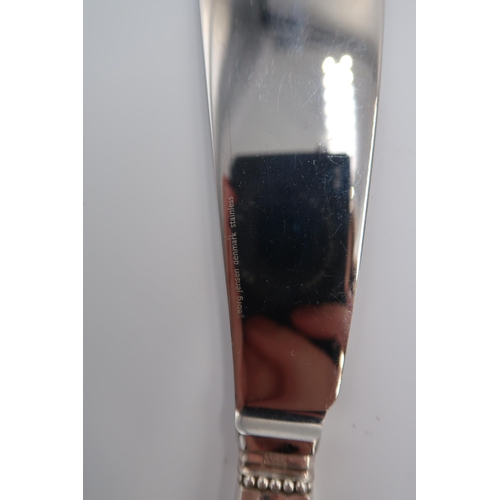 326 - Danish silver 'Acorn' pattern carving set, all stamped Georg Jensen, Sterling Denmark, 20th century,... 