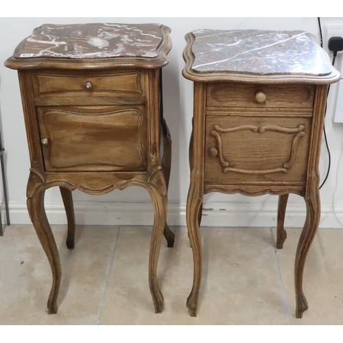 673 - A near pair of French style lamp tables with marble tops - Height 86cm x Depth 36cm x Width 40cm and... 