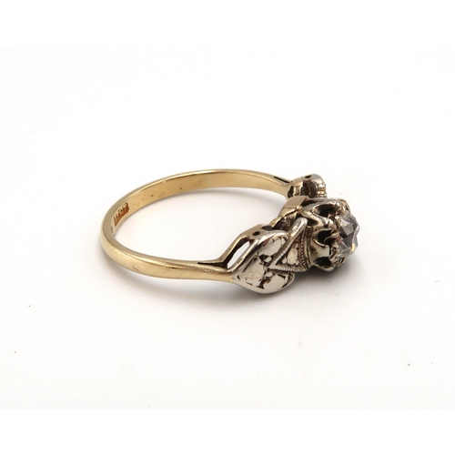  An 18ct Yellow Gold and Platinum 1920s Diamond Ring, Diamond approx. .45crts, Diamond Bright and Liv... 