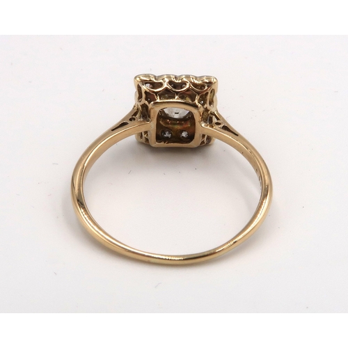  An 18ct Yellow Gold and Platinum (Tested) Art Deco Diamond Ring, Diamonds Are Bright and Lively, Rin... 