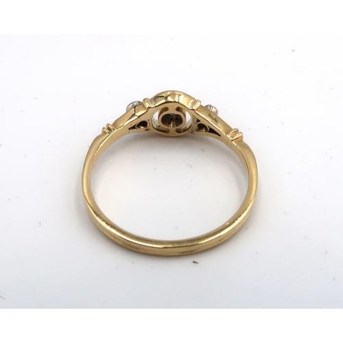  An 18ct (Tested) Edwardian Diamond Target Ring with Diamond Shoulders, Ring Size approx. N/O, Head S... 