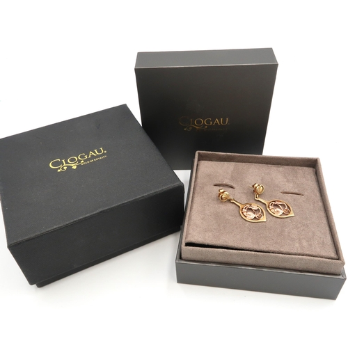 12 - A pair of 9ct gold Clogau ear pendants. Weight 5.20 grams