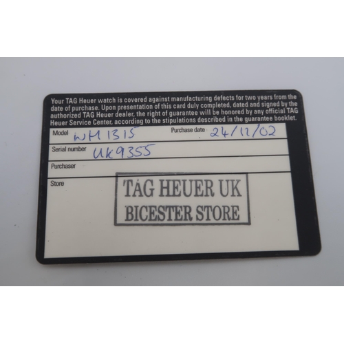 252 - A ladies Tag Heuer quartz wristwatch with receipt for £1175 in 2002 - with box and papers, new batte... 