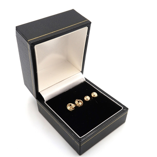 30 - Two Pairs of 9ct Yellow Gold Stud Ear Rings