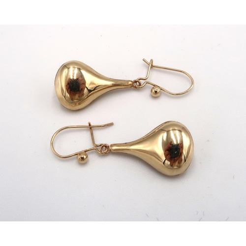 37 - A 9ct Yellow Gold Drop Ear Rings, Head Size approx. 21mm x 13mm not Including the Suspension Loops