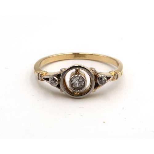 40 - An 18ct (Tested) Edwardian Diamond Target Ring with Diamond Shoulders, Ring Size approx. N/O, Head S... 