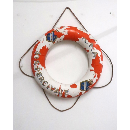 429 - A lifebuoy ring from the Royal Fleet Auxillary ship Sir Percivale gifted to the vendor by the captai... 