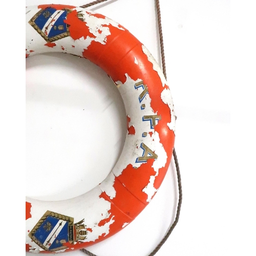 429 - A lifebuoy ring from the Royal Fleet Auxillary ship Sir Percivale gifted to the vendor by the captai... 