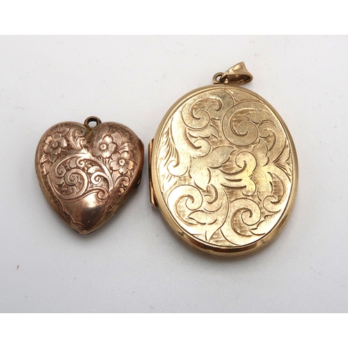 136 - Two 9ct yellow gold lockets (one hallmarked and one tested) approx total weight 15.95 grams