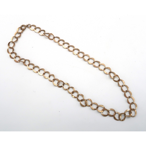 156 - A 9ct gold open oval link neck chain, 42cm long, 9.4g.