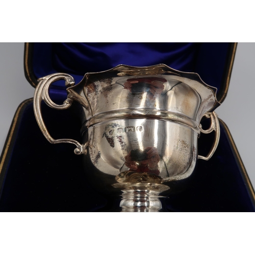 347 - A silver jug, twin handled sugar bowl and nips, William Hutton and Sons, Birmingham 1906, 5.82toz, i... 