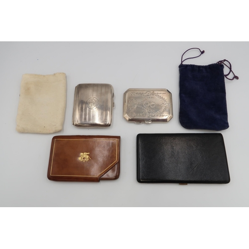 355 - Two silver cigarette cases, one of curved form, with engine turned decoration, and gilt interior, mo... 