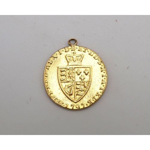 384 - A 1797 Gold Half Guinea Coin George III - approx weight 4.13 grams