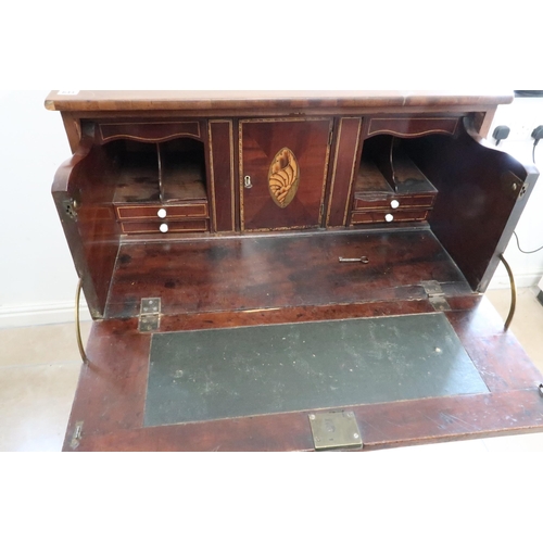 644 - A mahogany secretaire chest with a fitted interior over a pine three drawer base - 82cm x 110cm