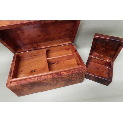 233 - A Thuya Tree veneered jewellery box, with pewter top by Maria Santos Alcantara, with fitted tray, 26... 