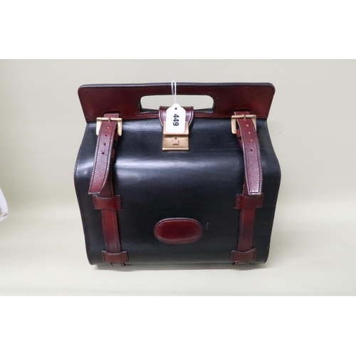 449 - A lady's two tone leather Gladstone bag or vanity case, 32 by 21 by 34cm high.