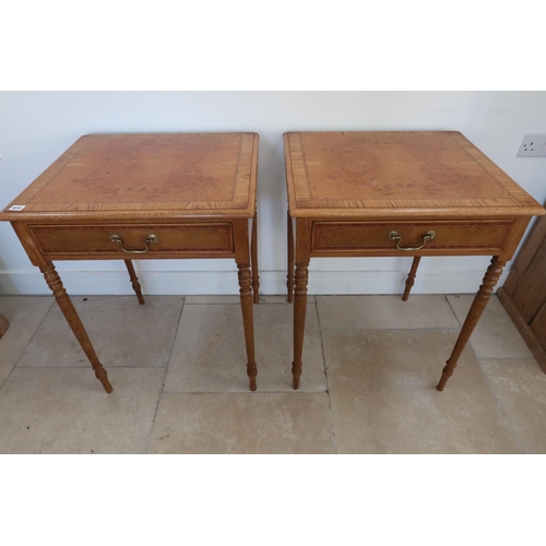 673 - A pair of burr oak lamp tables - Width 60cm x Height 76cm - made by a local craftsman to a high stan... 