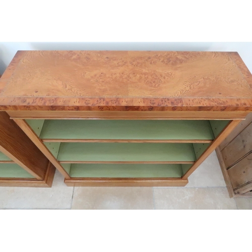 674 - A pair of burr oak bookcases - Width 91cm x Height 95cm - made by a local craftsman to a high standa... 