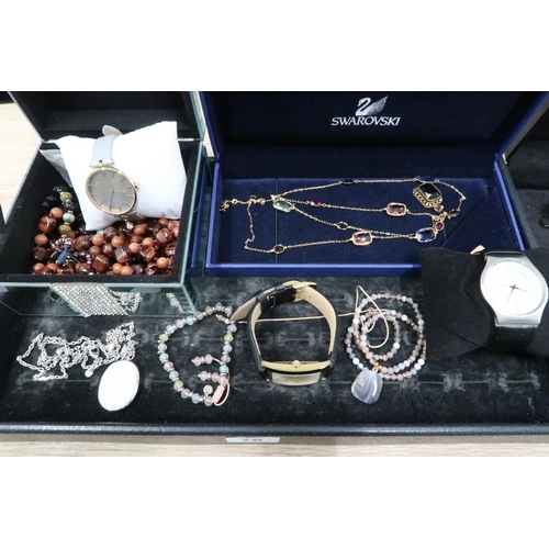 78 - A group of designer costume jewellery and watches, including a Swarovki necklace with original box, ... 