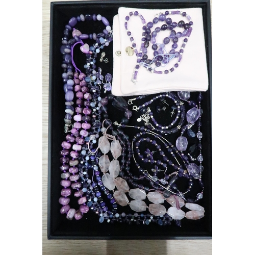 96 - A group of amethyst, rose quartz, flourite and similar hardstone jewellery including some by Lola Ro... 