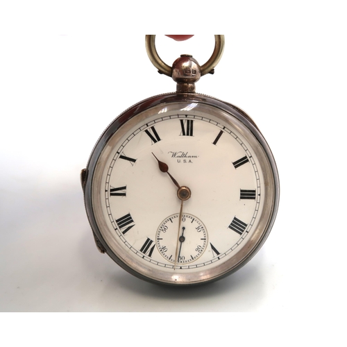311 - A silver Waltham open face pocket watch. Weight 119.02