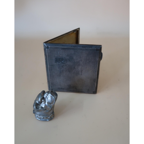 361 - An Art Deco silver cigarette case, of almost square form with decorative engine turned decoration, m... 