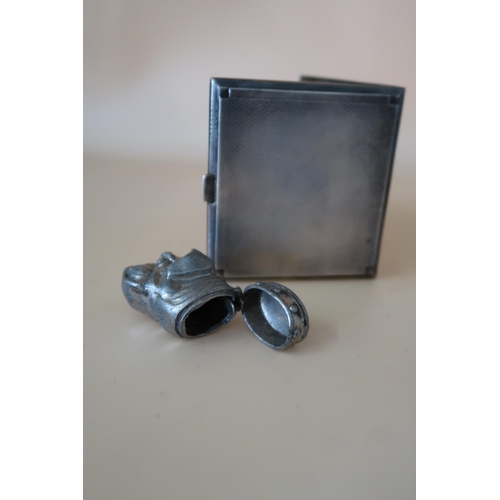 361 - An Art Deco silver cigarette case, of almost square form with decorative engine turned decoration, m... 