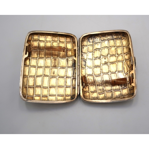 367 - An Unusual Silver Cigarette Case with a Crocodile Skin Effect, Hallmarked L & Co 1897 - Approx. 9cms... 