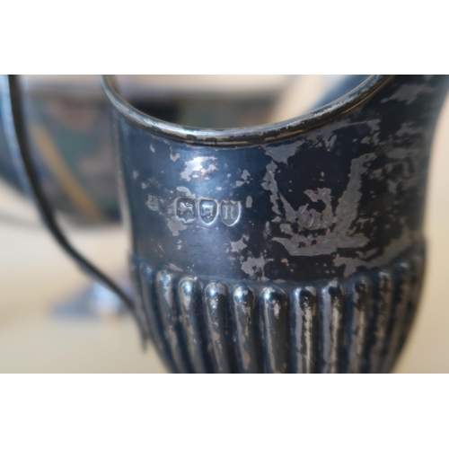 369 - A late Victorian helmet shaped cream jug with gadrooned belly, William Hutton & Sons, London 1892, 4... 