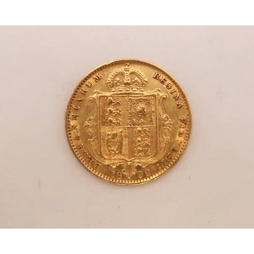 406 - A Half Gold Sovereign Of Queen Victoria, 1892 London. 

Weight: 4g 
Condition: Fine