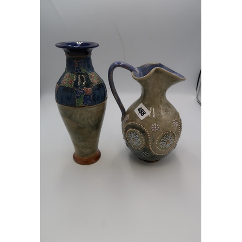488 - A Royal Doulton jug and a Royal Doulton vase - both in good condition